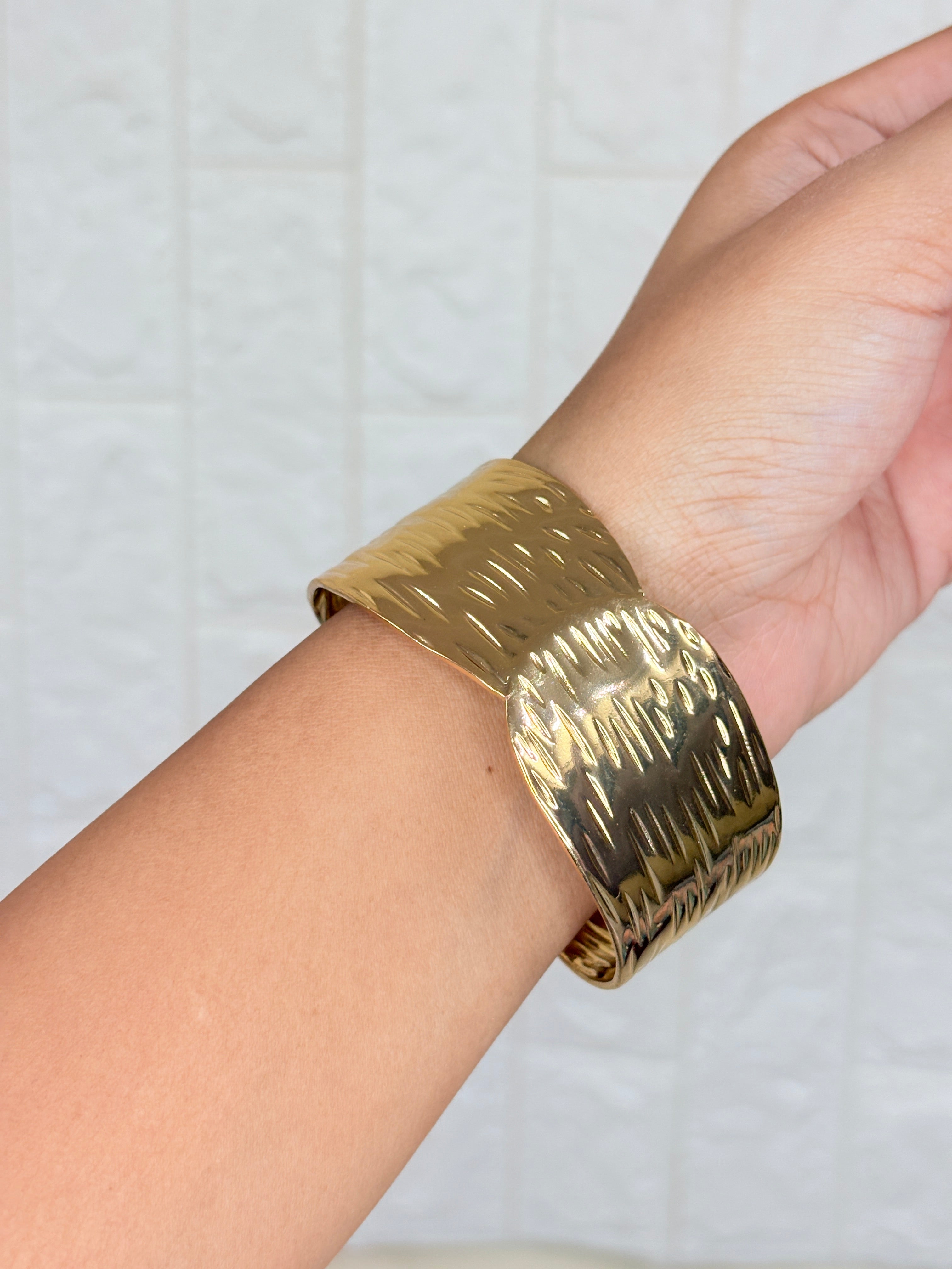 Textured gold cuff bracelet