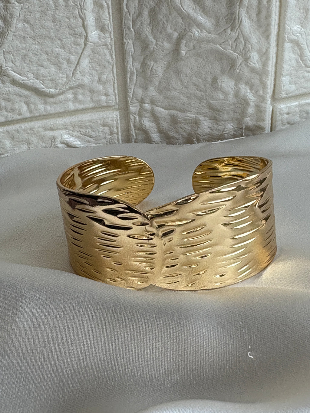 Textured gold cuff bracelet