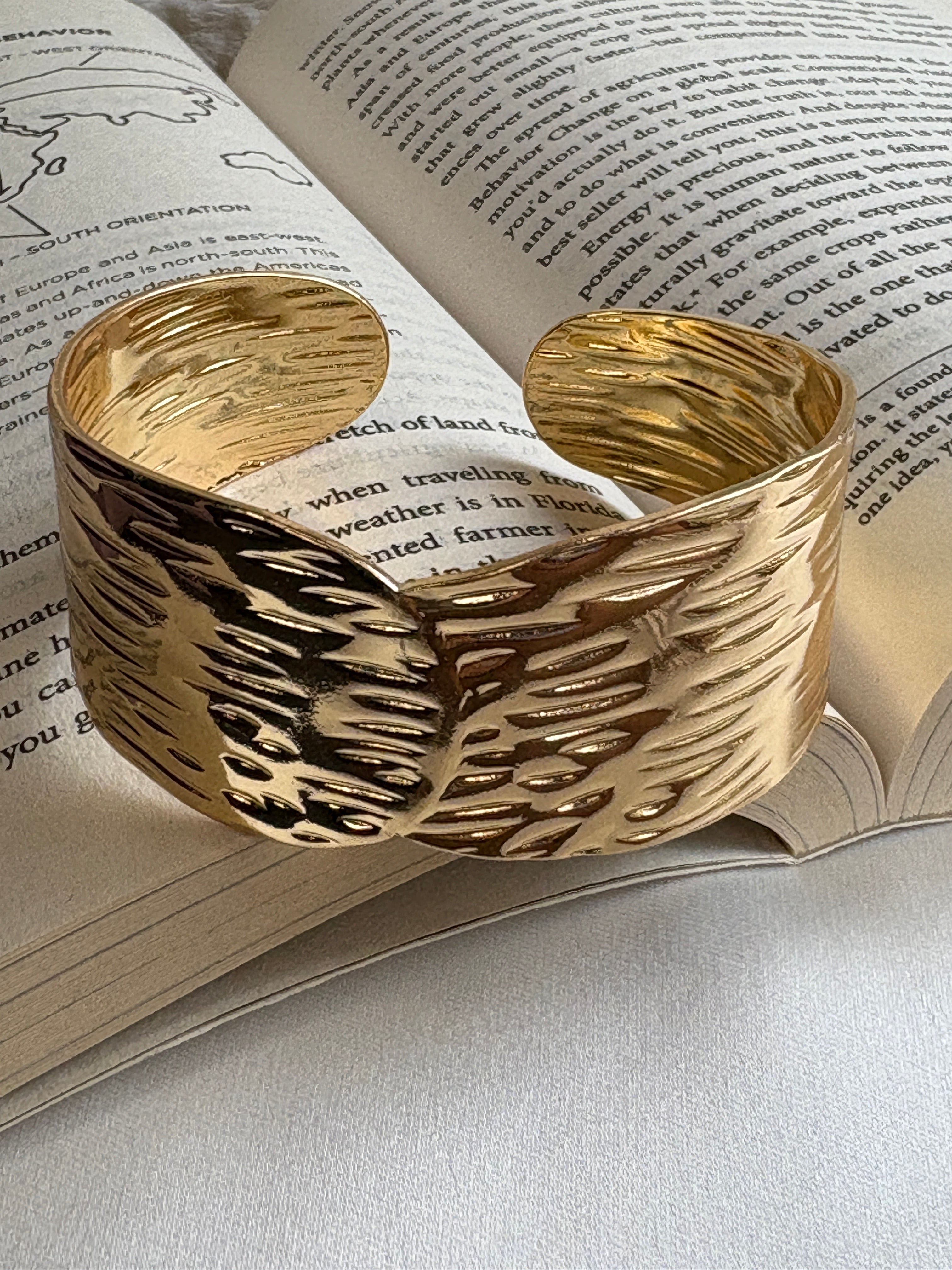 Textured gold cuff bracelet