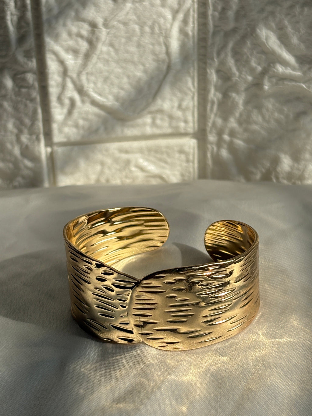 Textured gold cuff bracelet