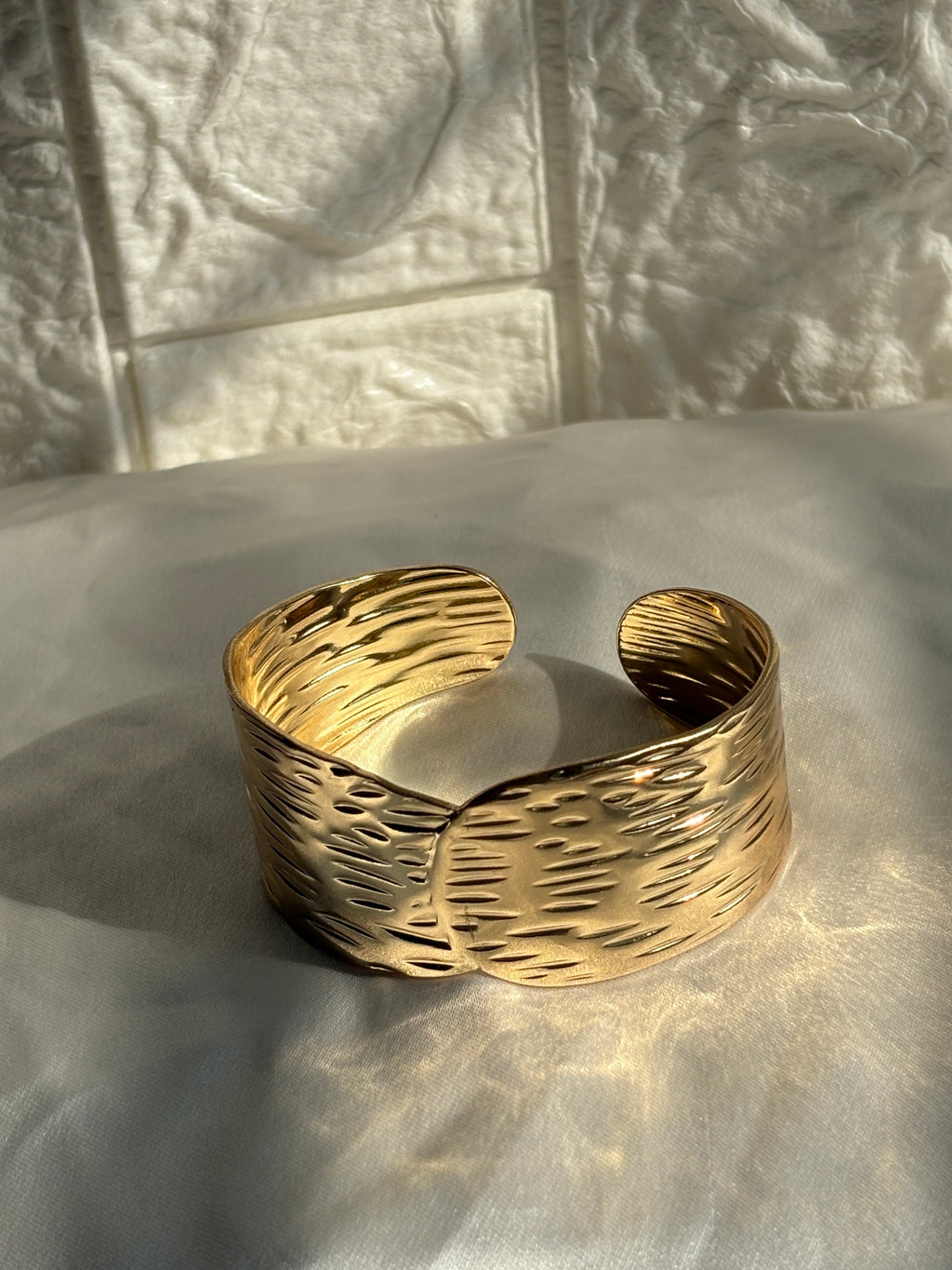 Textured gold cuff bracelet